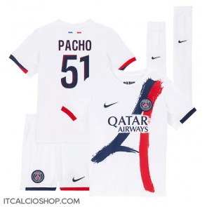 Paris Saint-Germain Willian Pacho #51 Seconda Maglia Bambino 2024-25 Manica Corta (+ Pantaloni corti)